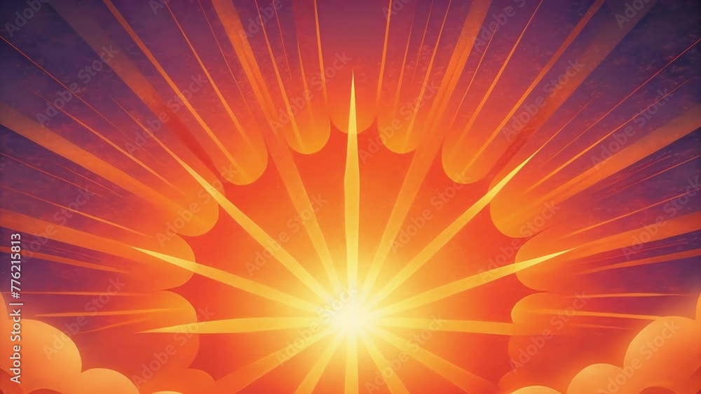 Poster Rays of warm fiery oranges spreading out in a Chromatic Pulse igniting a burst of color in their wake.