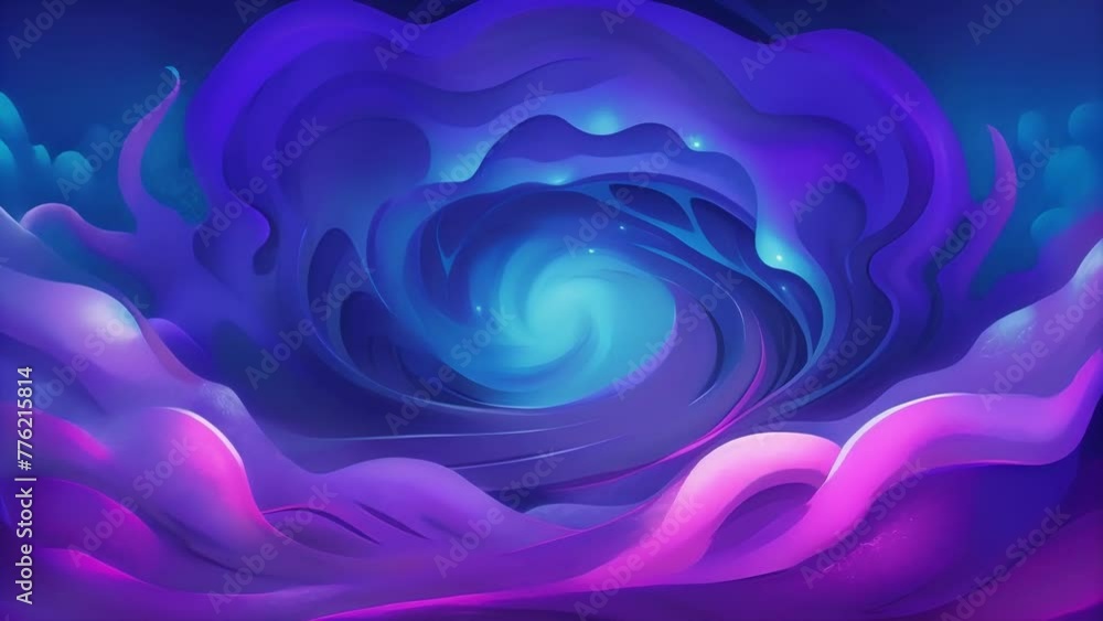 Poster Cascading waves of electric blues and purples pulsing and swirling with energy in a Chromatic Pulse.
