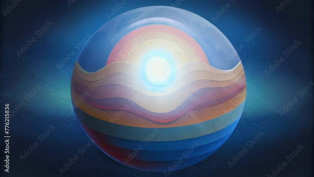 Poster Gradually shifting layers of light and dark symbolizing the changing depths and intensities of seismic waves as they travel through the Earths