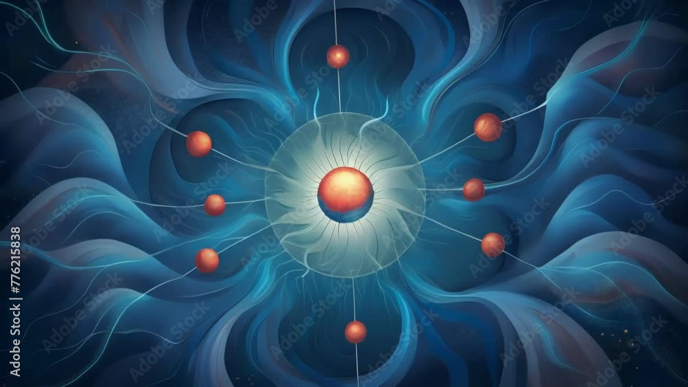 Aufkleber Radiating waves of energy spreading outwards and merging together reflecting the behavior of magnetic field lines.