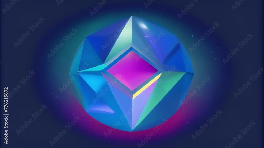 Poster A threedimensional prismatic orb with sharp geometric angles resembling a futuristic moon station.