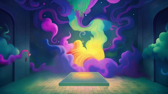Add a touch of magic to any room with a wall adorned with psychedelic smoke in all its swirling colorful glory.