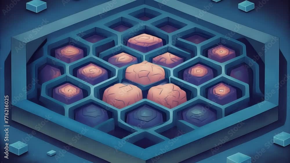 Aufkleber a maze of hexagons mirroring the intricacies of the human brain and its infinite potential.