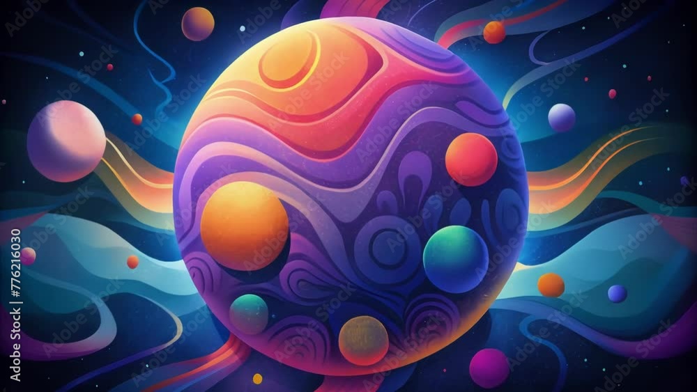 Poster A cosmic journey in one design with vibrant colors and intricate patterns representing the vastness of the universe.