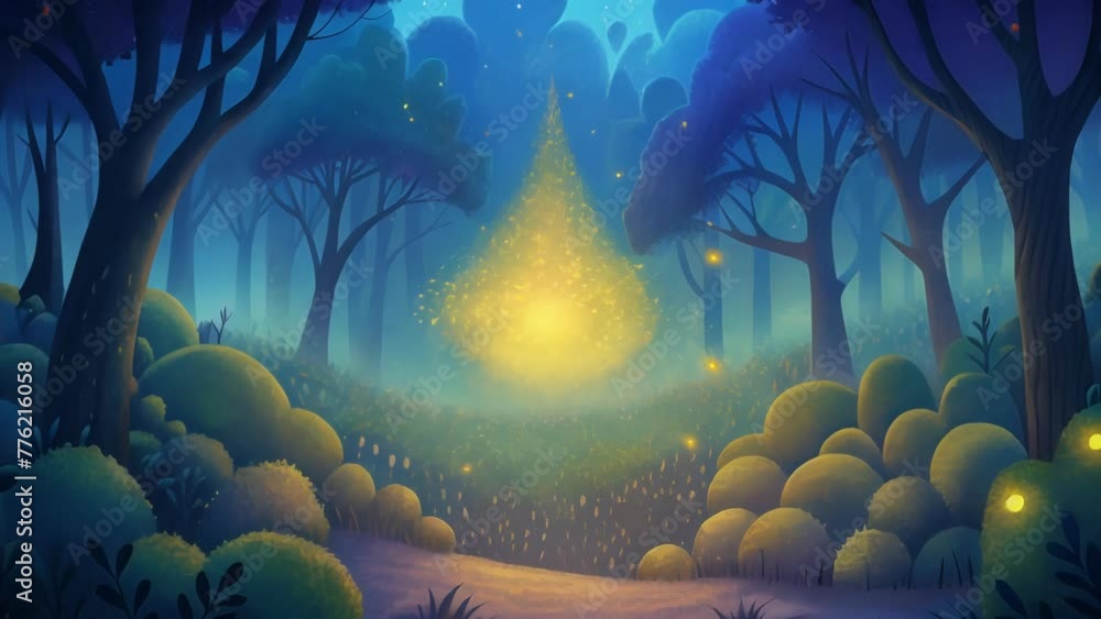 Poster mesmerizing bursts of light that mimic the gentle flicker of fireflies in a fairy tale forest.