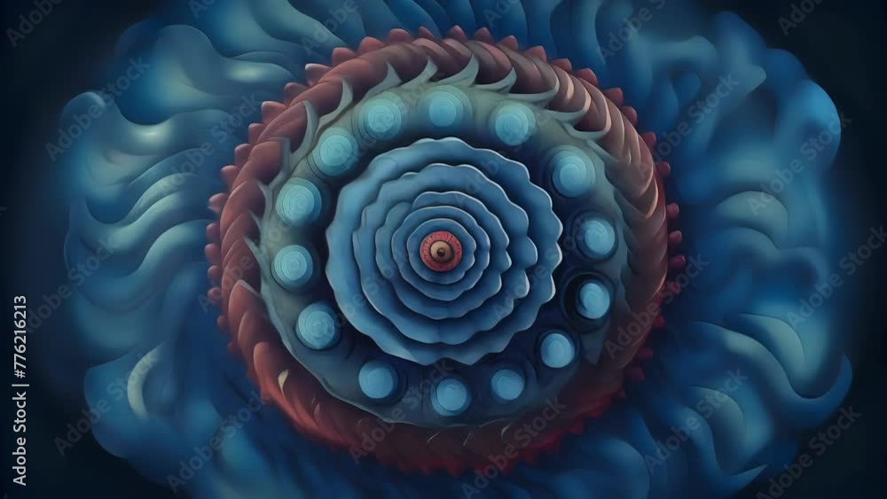 Poster A mesmerizing spiral pattern of microscopic bacteria drawing the viewer in with its hypnotic energy.