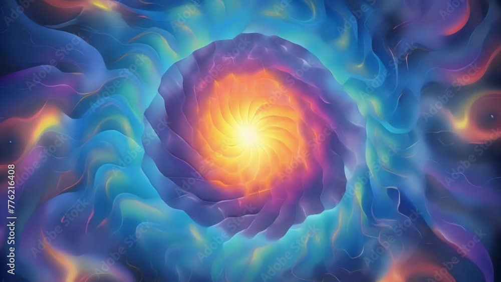 Poster a vibrant explosion of spectral spirals bursting with electric shades and pulsating with energy.