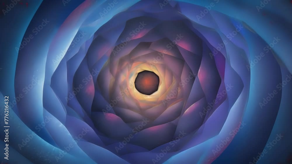 Poster A swirling vortex of angular forms evoking the feeling of being pulled into the gravitational pull of angular momentum.