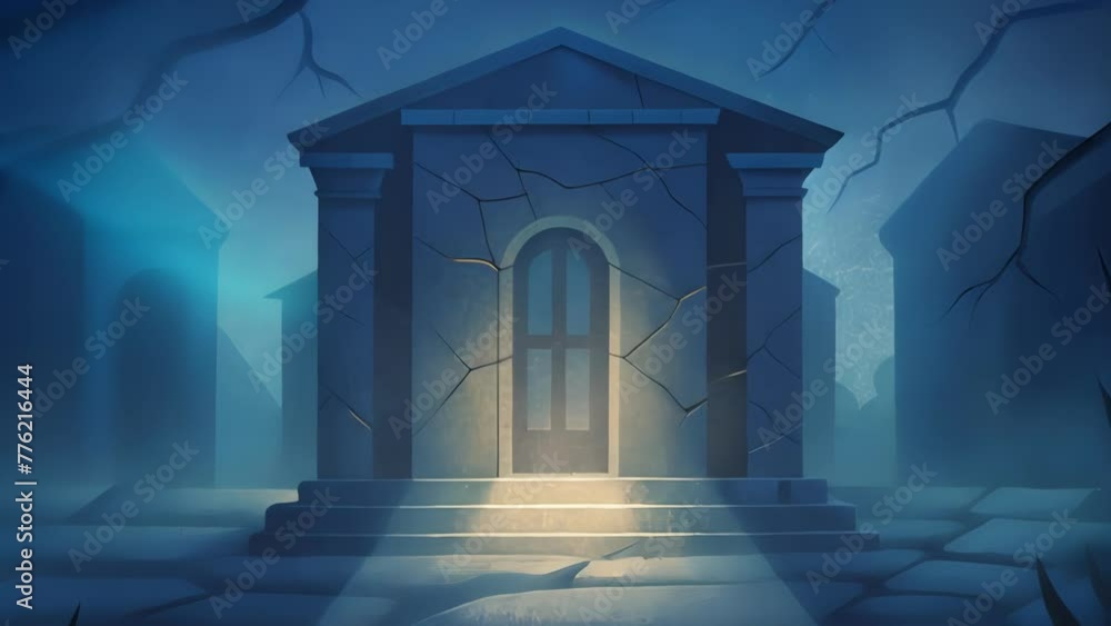 Poster In this striking image dappled light peeks through cracks and crevices illuminating the dark and mysterious corners of a forgotten building.