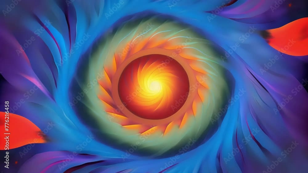 Poster As if caught in a neverending spiral a bright burst of electric colors spins and twists in a dynamic vortex.