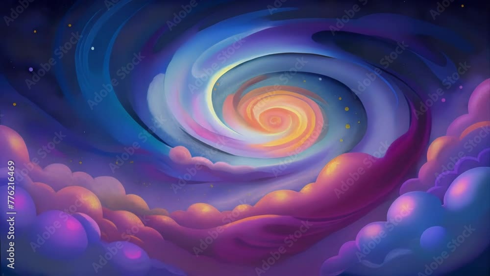 Aufkleber Like a cosmic storm in the depths of space vibrant vortices converge and collide creating a dazzling display of color and chaos.