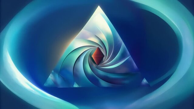 A staccato rhythm of triangular shapes in constant motion capturing the inherent momentum and fluidity of angular momentum.