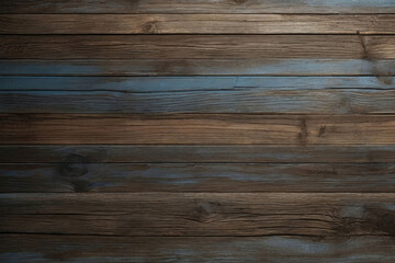 Fototapeta premium Brown and blue old dirty wood wall wooden plank board texture background with grains and structures