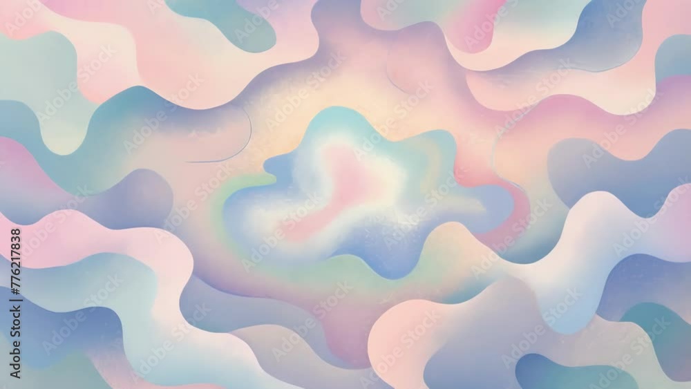 Poster Soft pastel hues blend and merge in an ethereal abstract camo evoking a dreamlike quality.