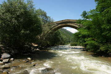 Fototapeta na wymiar Located in Trabzon, Turkey, the Cosandere Bridge was built in the 19th century.