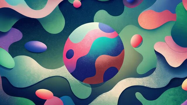 A whimsical abstract camo design filled with playful shapes and pops of unexpected colors reminiscent of a childs finger painting.