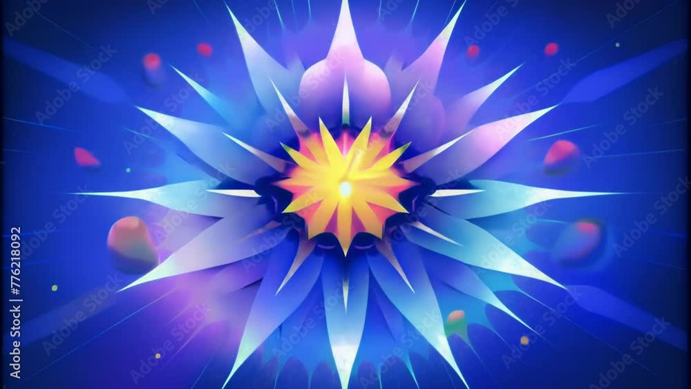 Poster A burst of vibrant lines and shapes exploding from a central point representing the explosive growth and evolution of digital technology in a