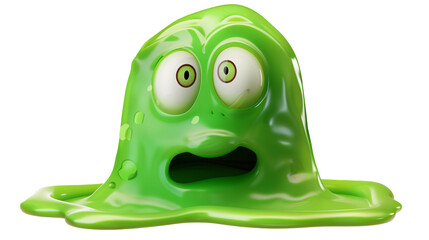 Green sweet slime with amazed face isolated on transparent background