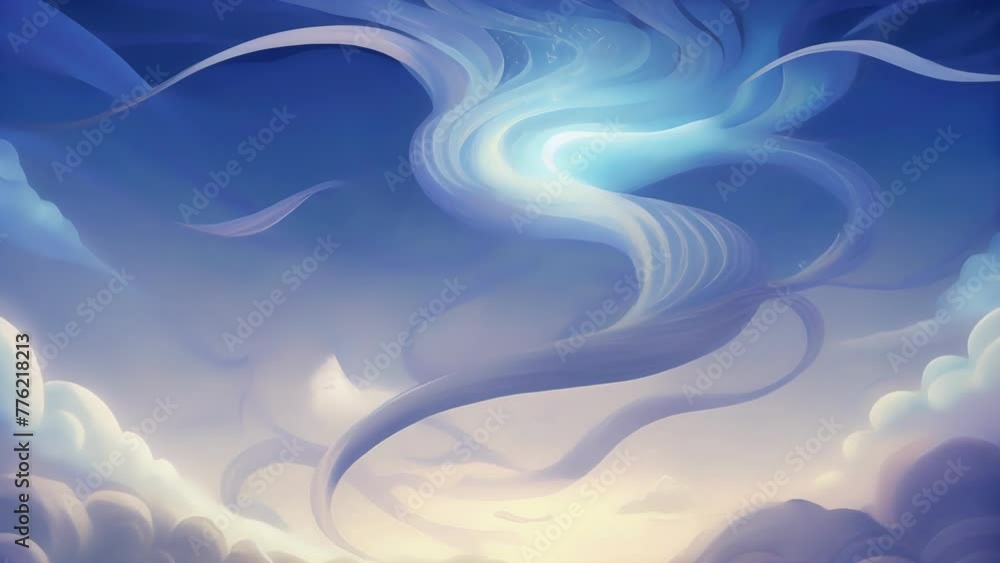 Poster wispy tendrils of light twisting and turning through a misty dreamlike world.