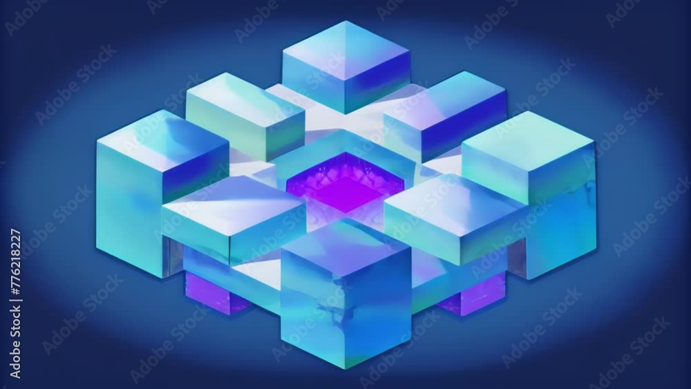 Poster a puzzle of isometric shapes each one fitting perfectly into the next to form a seamless and intrigu
