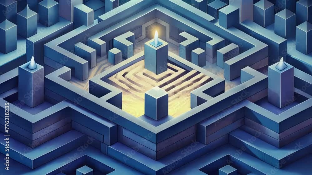 Poster A complex and intricate maze of isometric designs challenging the viewer to decipher its hidden secrets.
