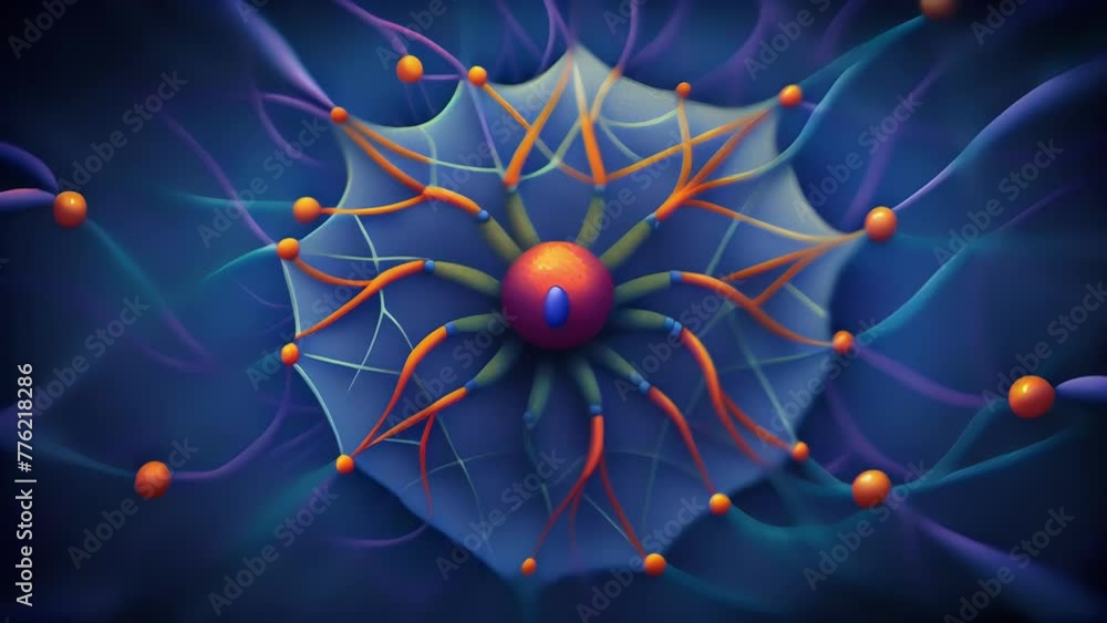 Aufkleber A frenzy of tangled threads reminiscent of a spiders web but bursting with brilliant colors and energy.