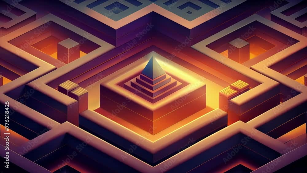 Poster Bold geometric patterns emerge from the grid of large pixels in Pixel Play forming an intricate maze for the eyes to follow.