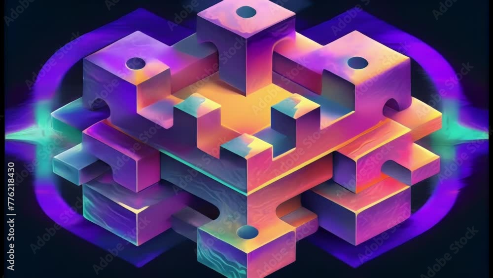 Aufkleber Each pixel is a puzzle piece fitting together to form a larger abstract image in Pixel Play challenging the viewers perception.