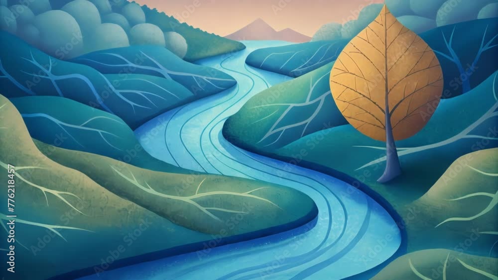 Poster the winding paths of a creek mimic the delicate network of s within a leaf.