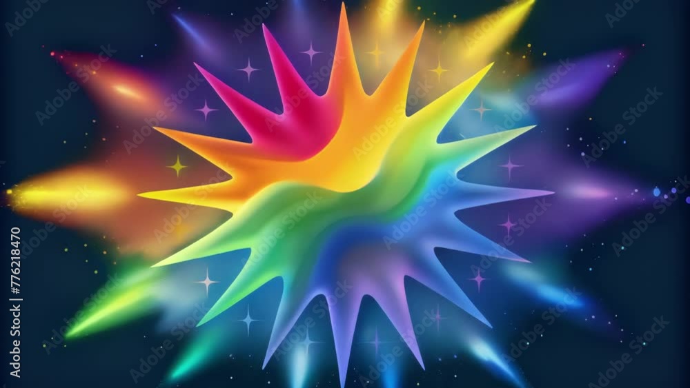 Sticker An electrifying burst of rainbow splatters arranged in a spectrum of mesmerizing and unpredictable shapes.