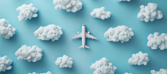 Dreamy Skies, Toy Plane Flying Free in a World of Clouds