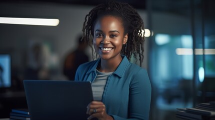 Smiling Professional with Laptop