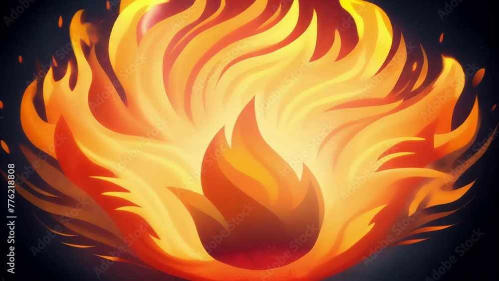 Poster An abstract interpretation of fire and flame with bold strokes and dynamic movements that evoke its unpredictable and wild nature.