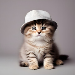 cute cate on grey background 