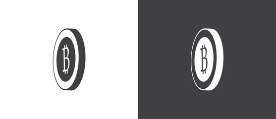 Btc coin icon, Digital payment icon. Set of flat icon vector illustration of digital coins. Modern coin icon set, Coin and currency signs and symbols on black and white background.
