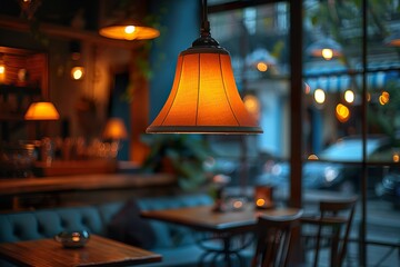 Electric lamp in a restaurant