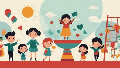 International Children's Day. happy children. our future. children are learning. The kids are having fun. The child learns the world