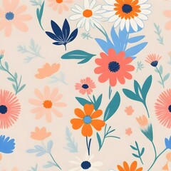 Beautifull colored floral pattern on plaid background
