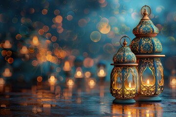 gold design two muslims for islamic new year 1 muharram celebration