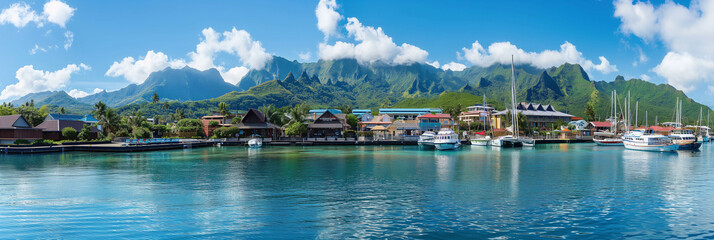 Great City in the World Evoking Papeete in French Polynesia - obrazy, fototapety, plakaty