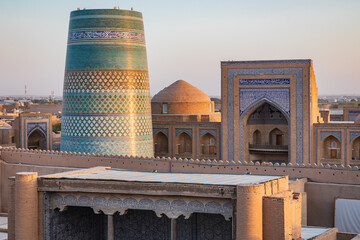The Kalta Minor Minaret and Mohammad Rakhim Khan Madrasa in Khiva. - 776222683