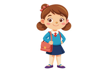 cute-school-girl-and-bag--on-white-background.eps