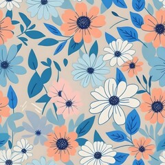Beautiful colored floral design in plain background