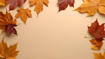 Naklejka na ściany i meble Photorealistic autumn leaves on a bright background.