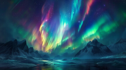 Neon Aurora borealis painting 