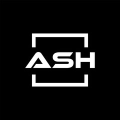 Initial letter ASH logo design. ASH logo design inside square.