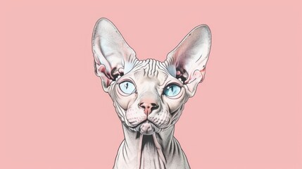 Sphynx on solid color background generative ai