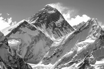 Obraz premium Stunning black and white photos of Mount Everest Base Camp trek