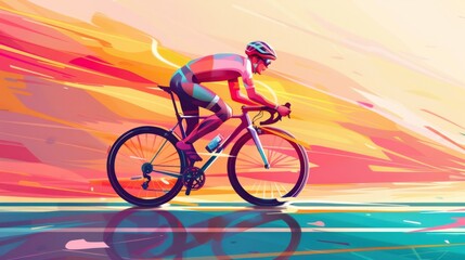 Cyclist on bicycle on the road generative ai