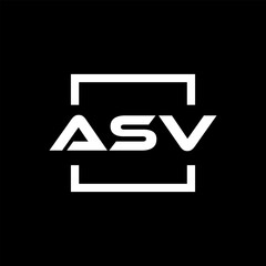 Initial letter ASV logo design. ASV logo design inside square.